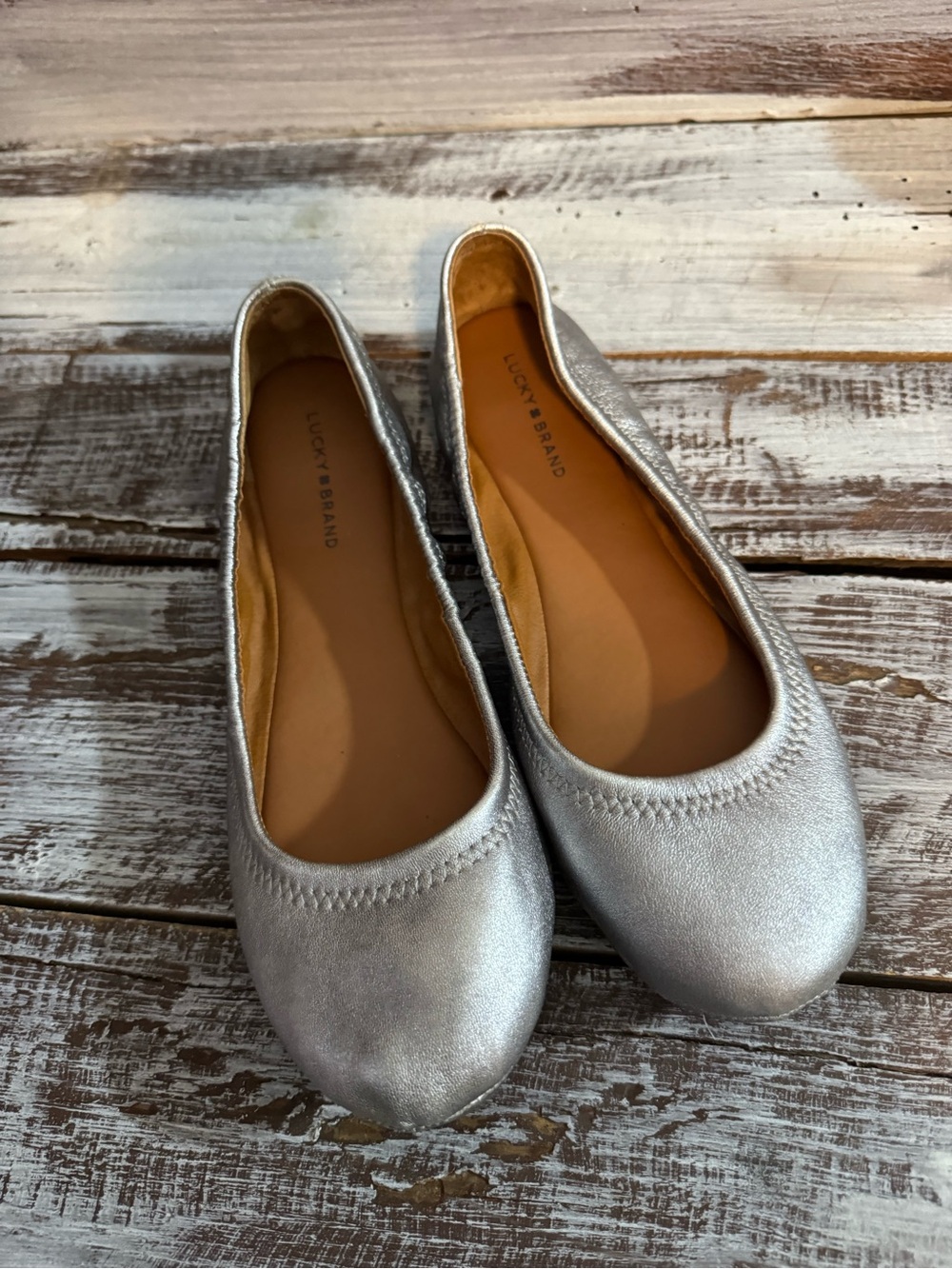 Lucky Brand Metallic Silver Ballet Flats